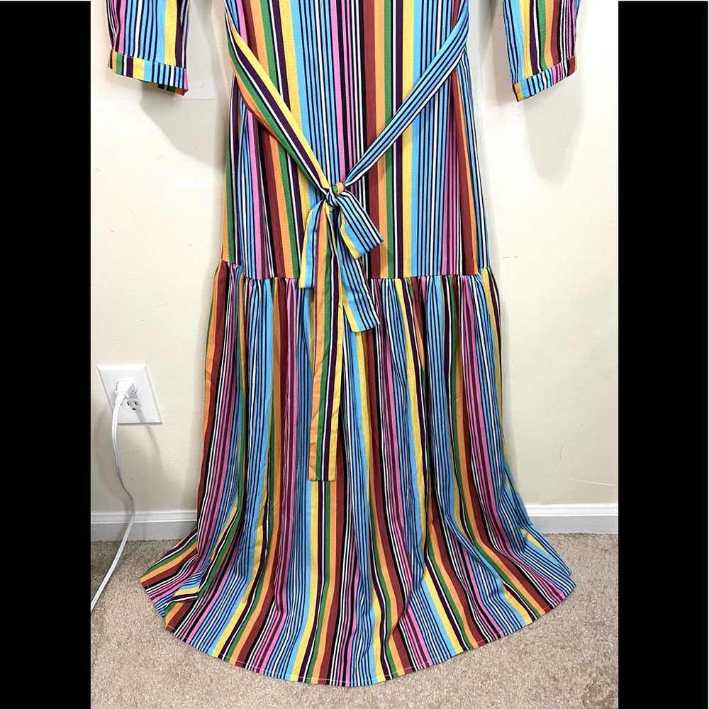 SOLD—————-Lulu's Size Medium Marvel Light Rainbow Stripe Maxi Dress NEW NWOT - Picture 7 of 13